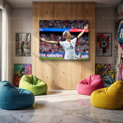 Megan Rapinoe Soccer Canvas Wall Art – USA Women’s Football Legend Decor