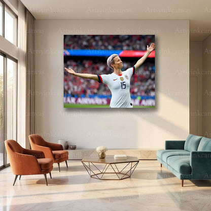 Megan Rapinoe Soccer Canvas Wall Art – USA Women’s Football Legend Decor