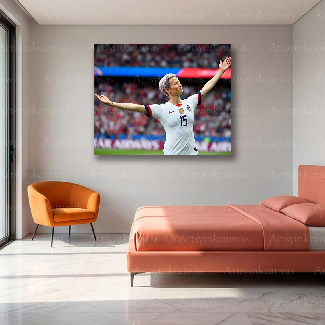 Megan Rapinoe Soccer Canvas Wall Art – USA Women’s Football Legend Decor