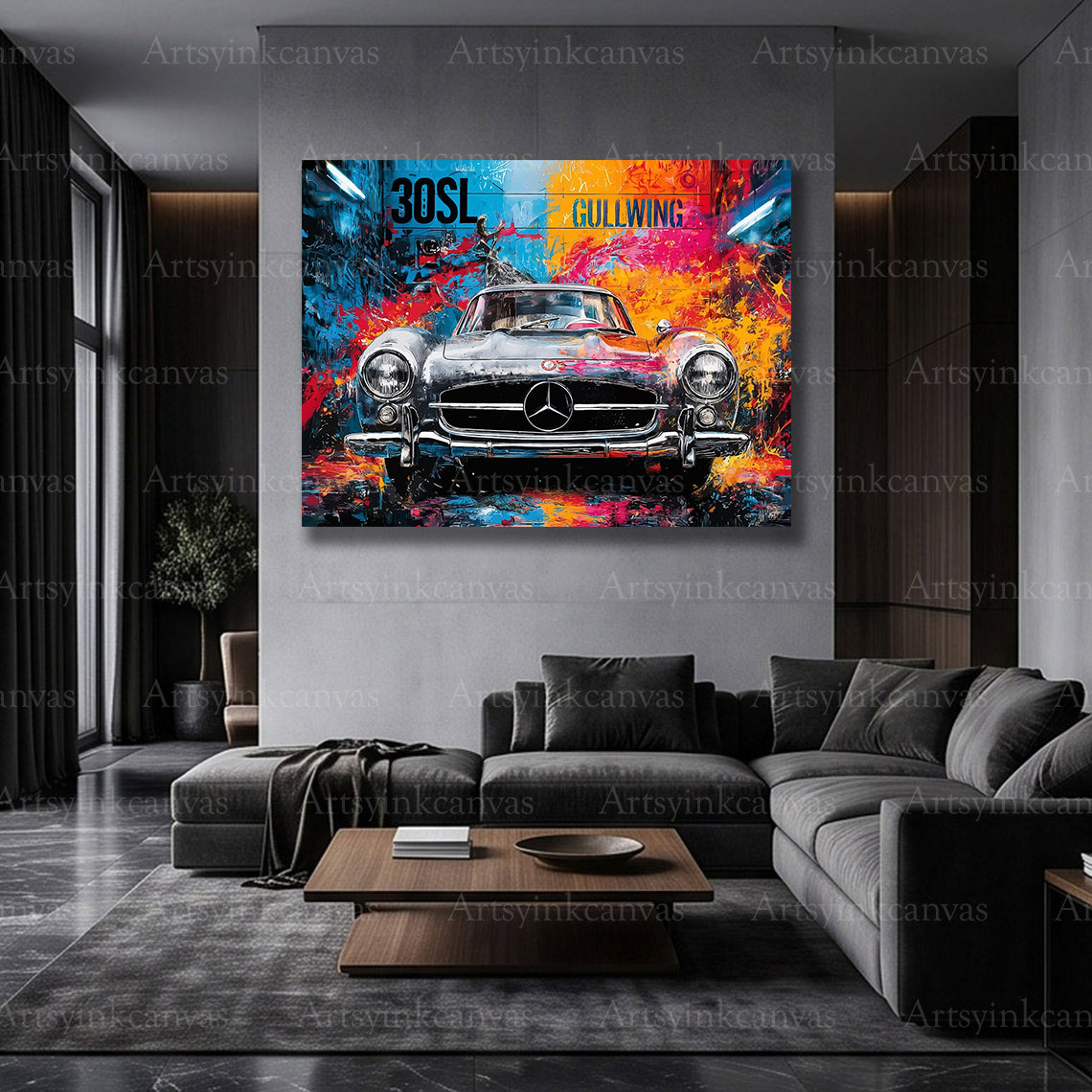 Mercedes-Benz 300 SL classic car street art