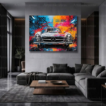 Mercedes-Benz 300 SL classic car street art