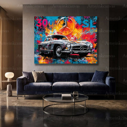 Mercedes 300 SL gullwing automotive wall decor