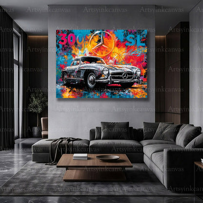 Mercedes-Benz 300 SL vintage car artwork