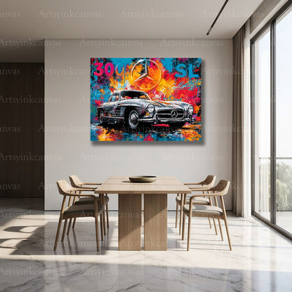 300 SL luxury sports car canvas art