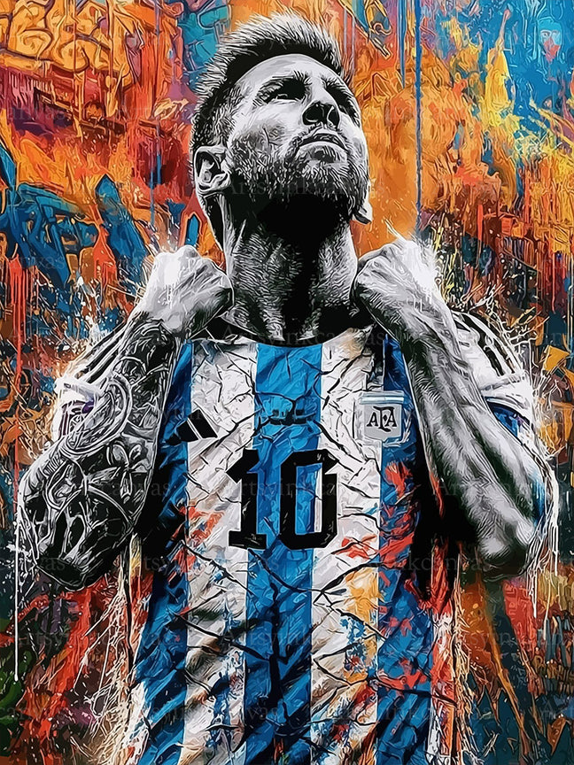 Messi 10 graffiti canvas wall art