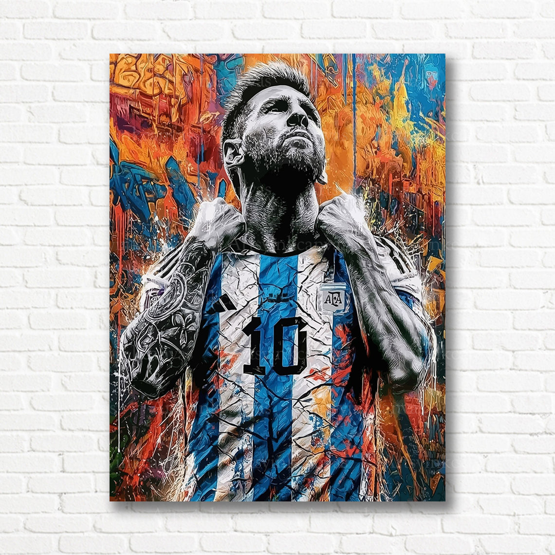 Lionel Messi number 10 graffiti canvas print
