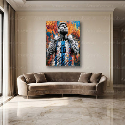 Messi Argentina soccer graffiti wall decor