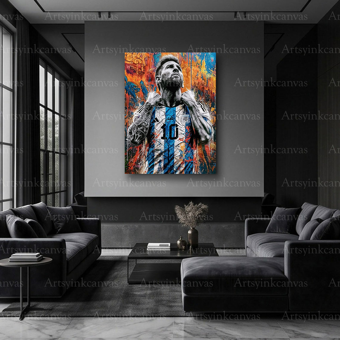 Messi No 10 urban football artwork