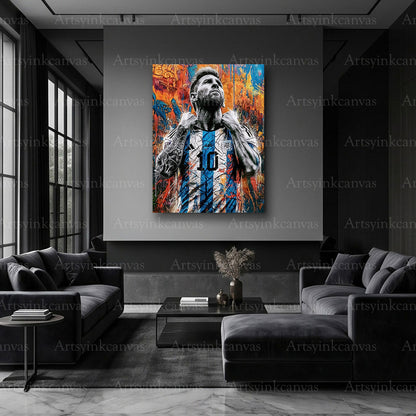 Messi No 10 urban football artwork