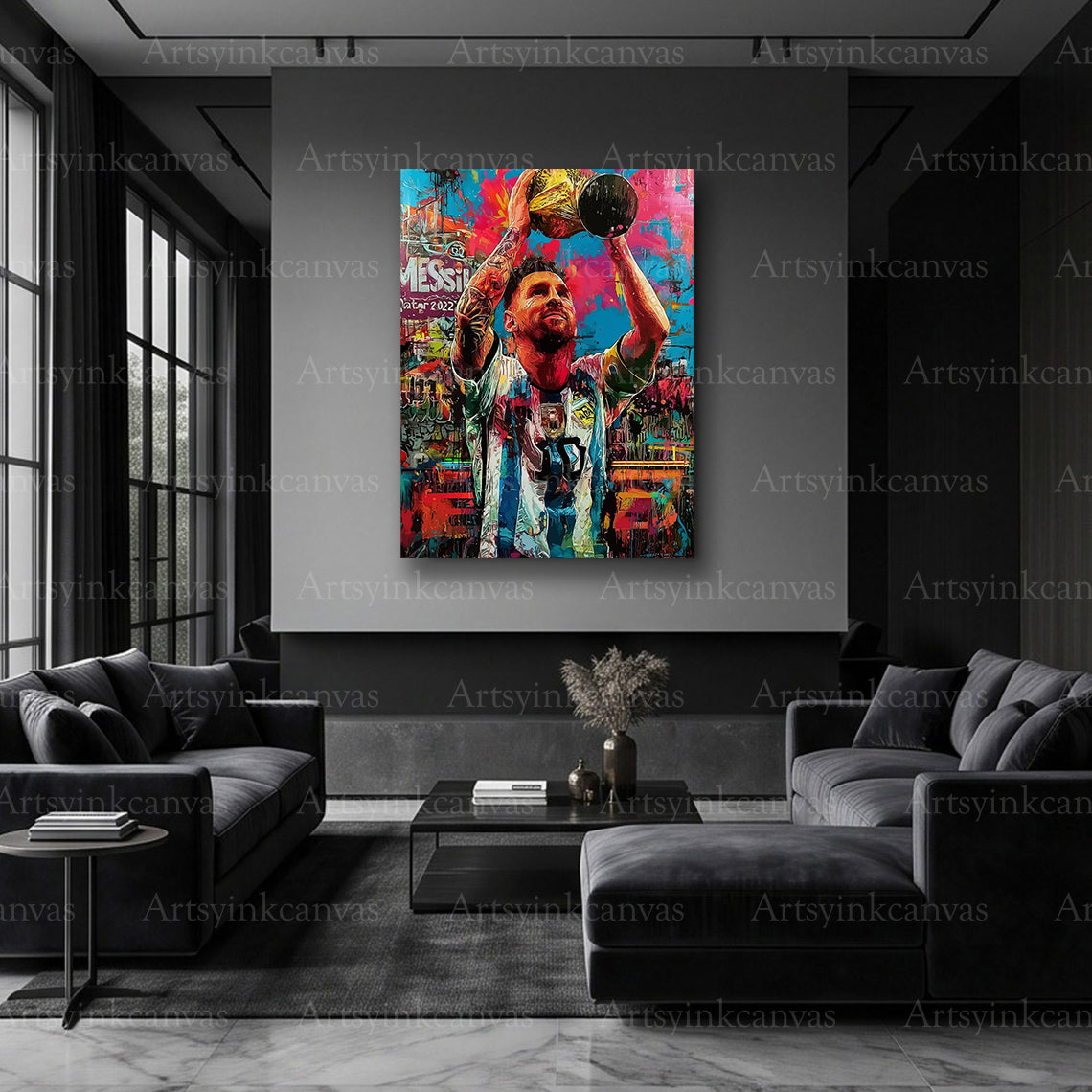 Lionel Messi Argentina trophy artwork