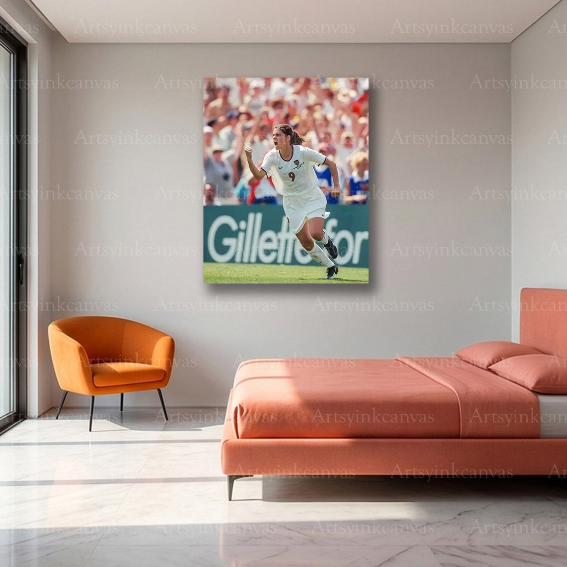 Mia Hamm Soccer Canvas Wall Art – USA Women’s Football Legend Decor