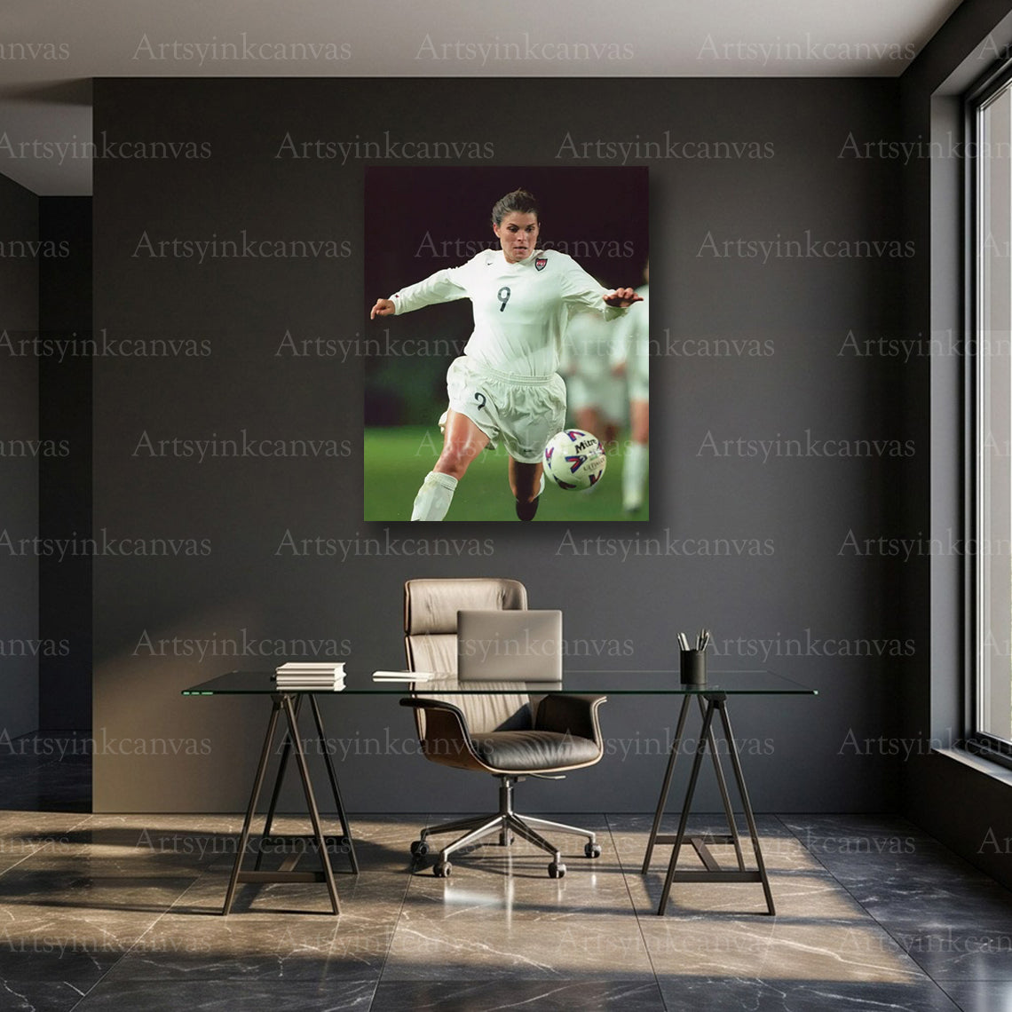 Mia Hamm USA Women’s Soccer Canvas Wall Art – Football Legend Decor