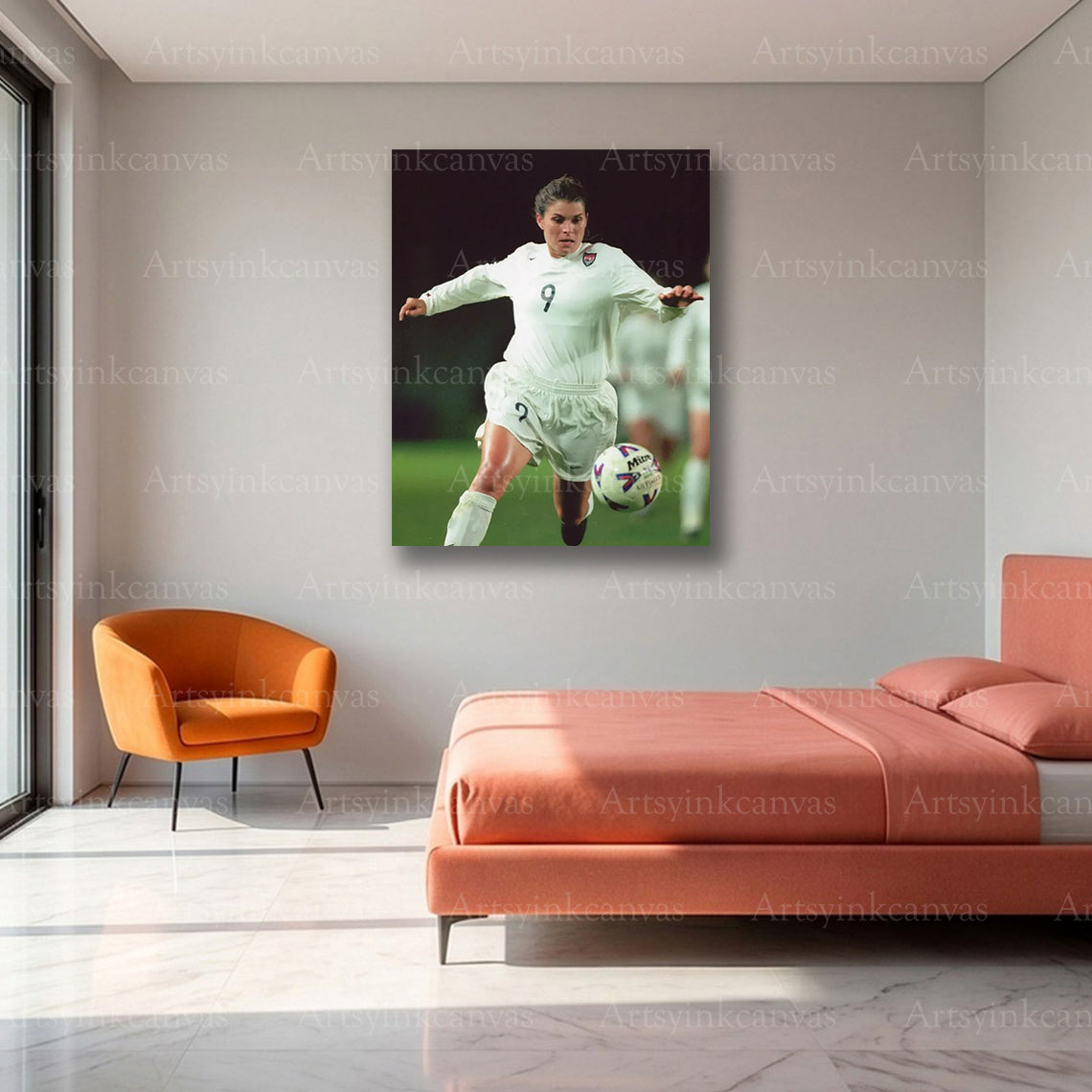Mia Hamm USA Women’s Soccer Canvas Wall Art – Football Legend Decor