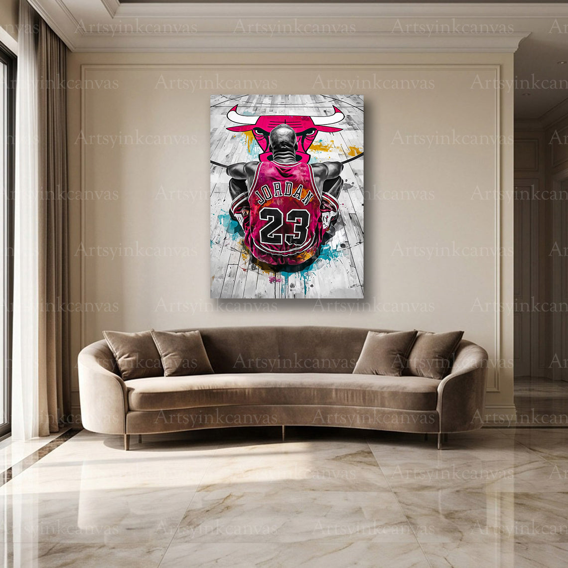 Michael Jordan 23 graffiti basketball wall art