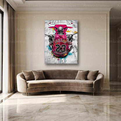 Michael Jordan 23 graffiti basketball wall art