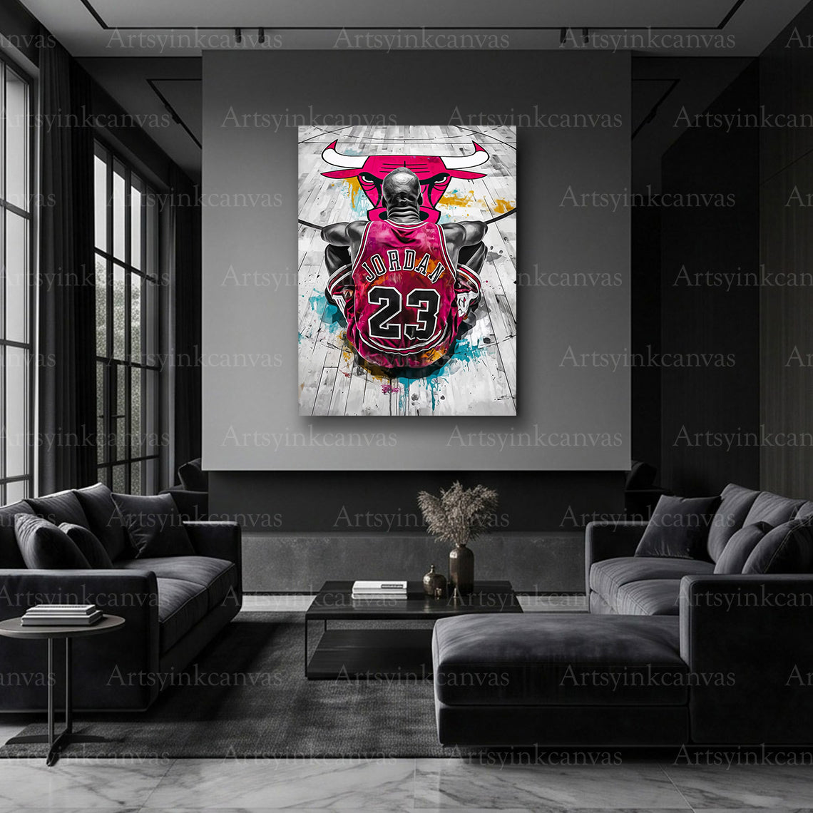 Michael Jordan 23 canvas print with graffiti artwork