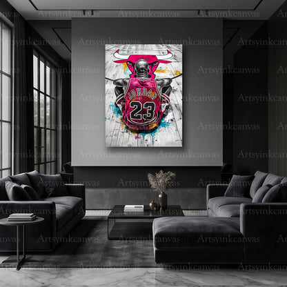 Michael Jordan 23 canvas print with graffiti artwork
