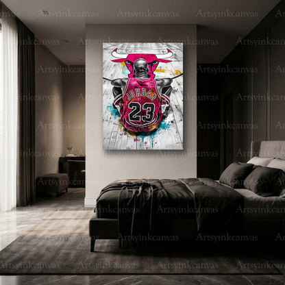 Premium Michael Jordan 23 graffiti canvas wall art Made in USA