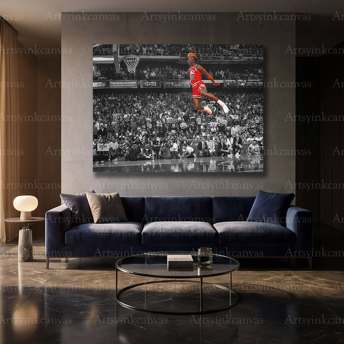Michael Jordan NBA legend canvas wall decor for sports rooms