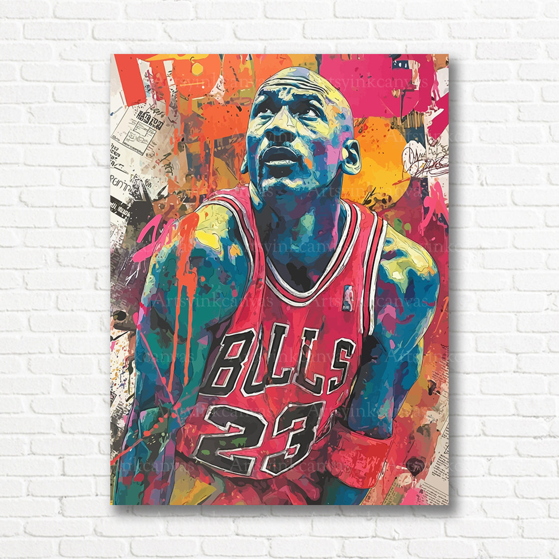 Michael Jordan basketball graffiti canvas print