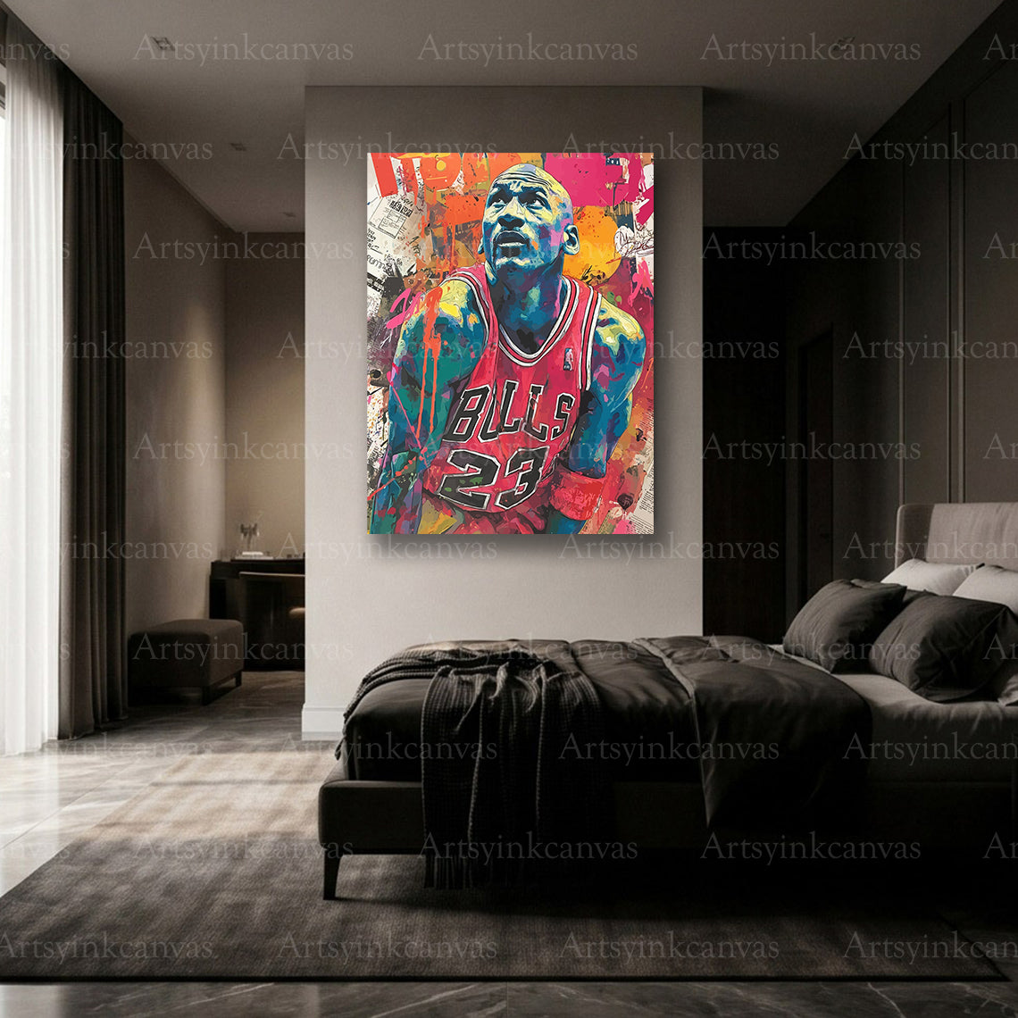 Premium Michael Jordan basketball graffiti wall art