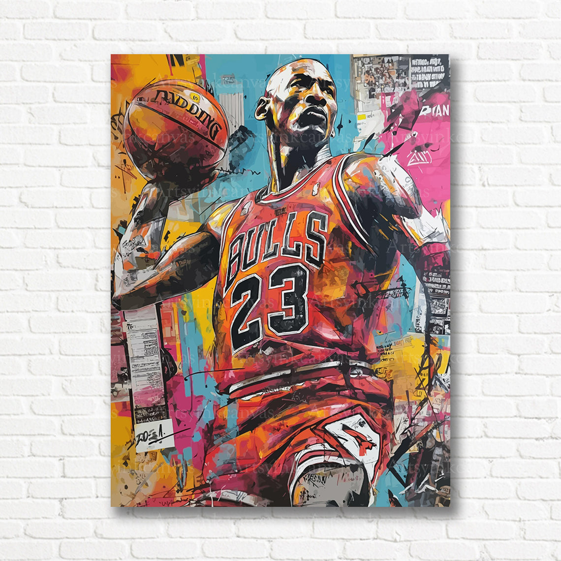 Michael Jordan championship basketball artwork for modern USA interiors