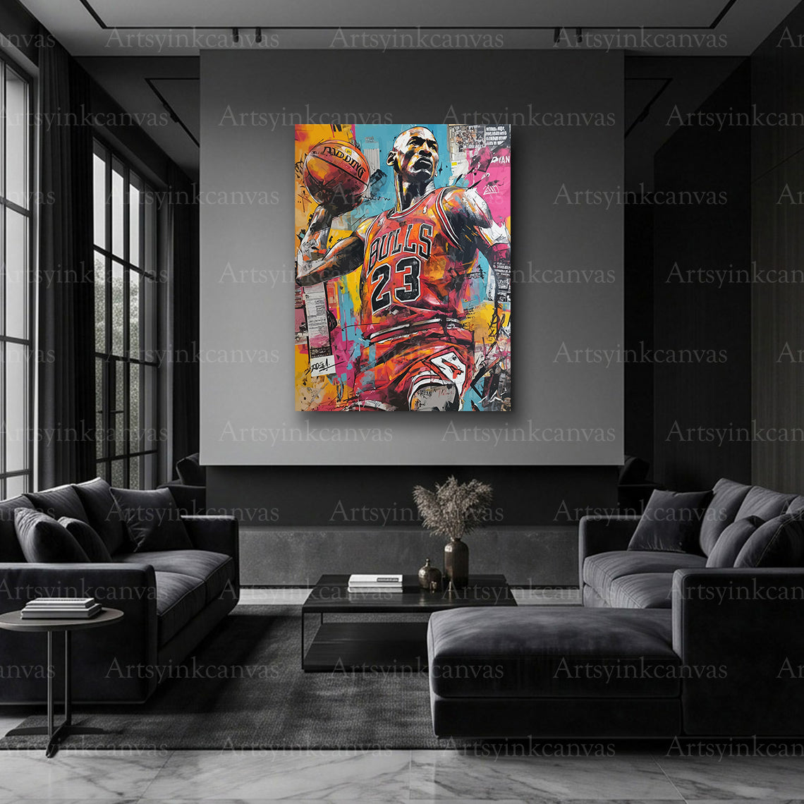 Michael Jordan basketball wall art for game rooms and sports spaces