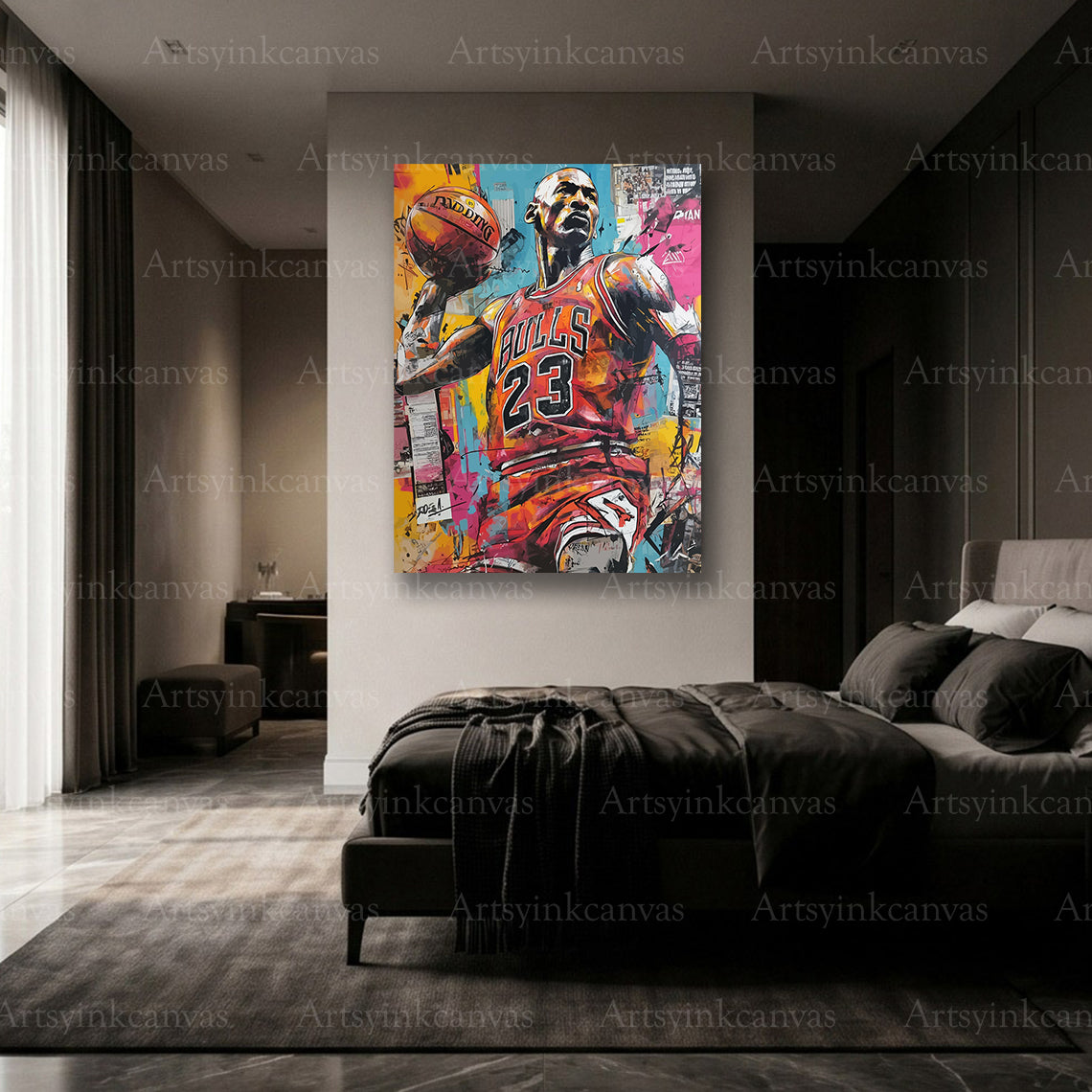 Premium Michael Jordan graffiti wall decor made in USA for basketball lovers
