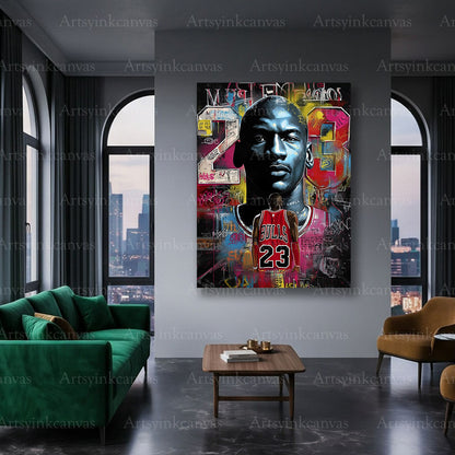 Michael Jordan championship legacy canvas artwork