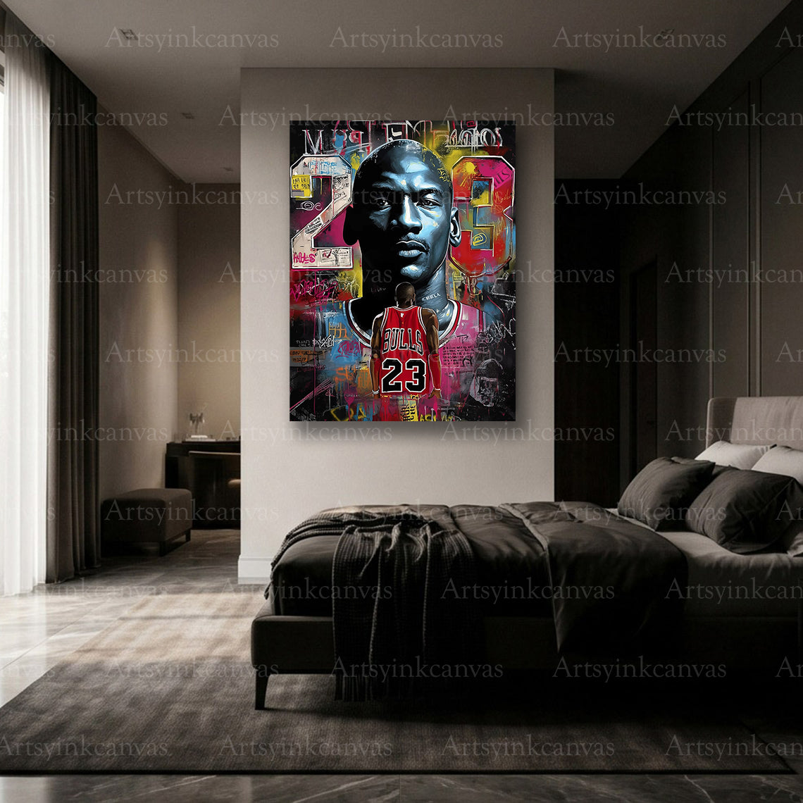 Premium Michael Jordan basketball graffiti wall art