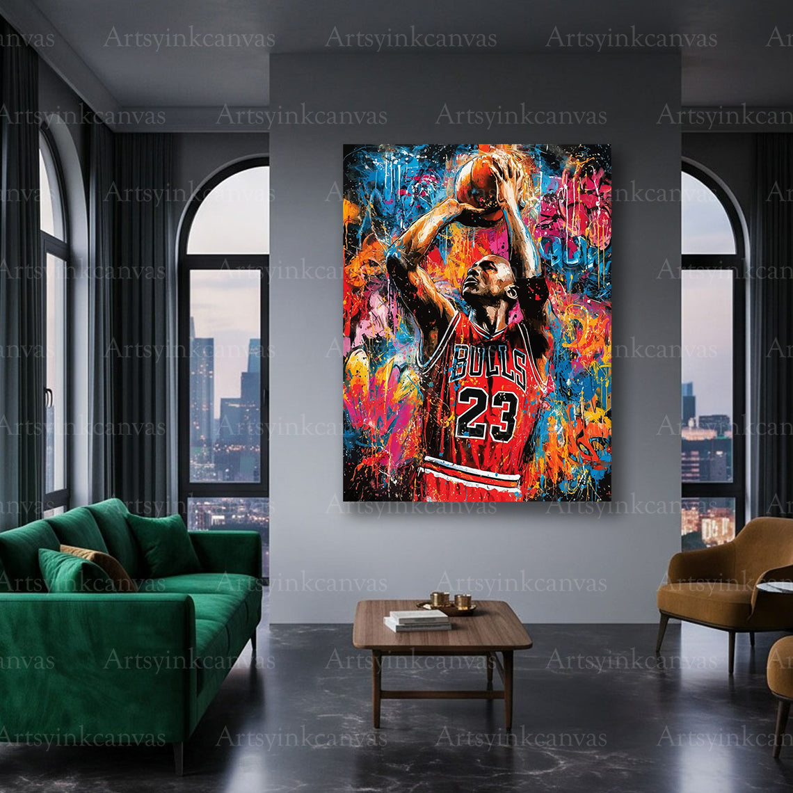 Michael Jordan basketball legend urban graffiti wall decor