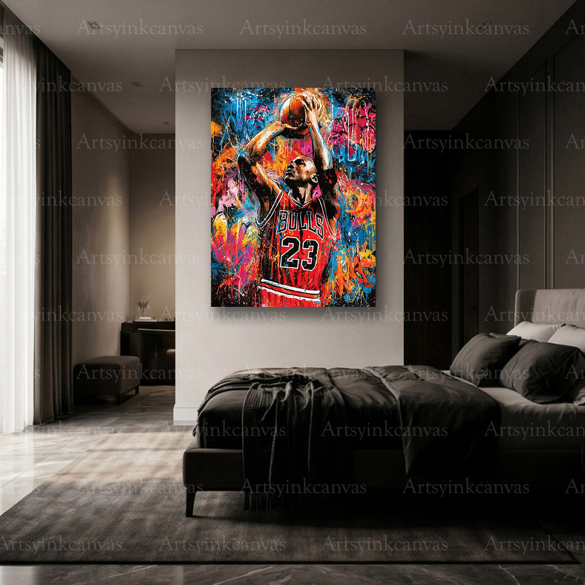 Premium Michael Jordan graffiti canvas wall art Made in USA