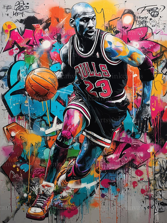 Michael Jordan legend graffiti canvas wall art