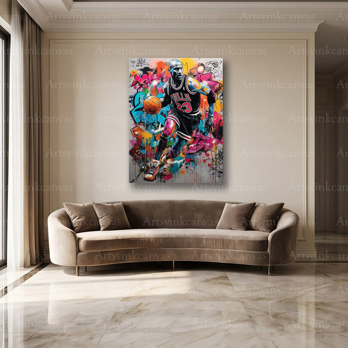 Michael Jordan graffiti basketball canvas artwork