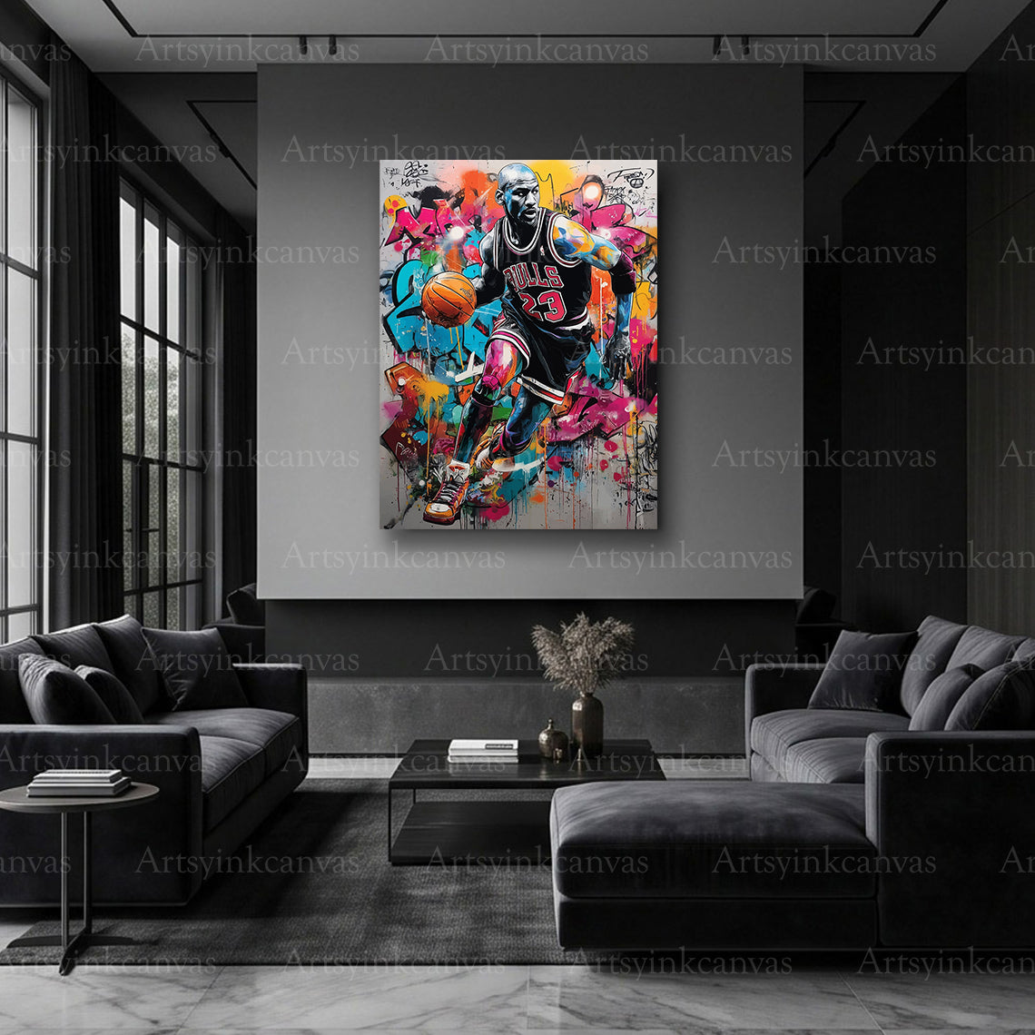 Michael Jordan legend street art canvas wall art