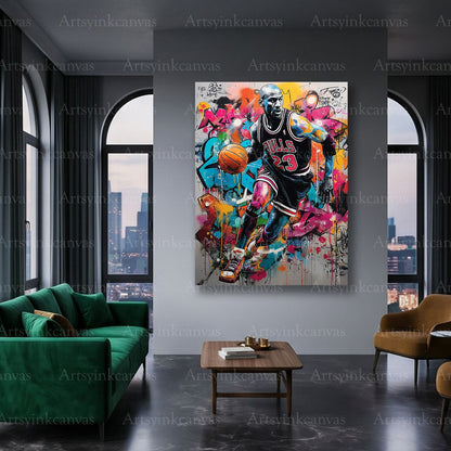 Michael Jordan basketball legend urban graffiti decor