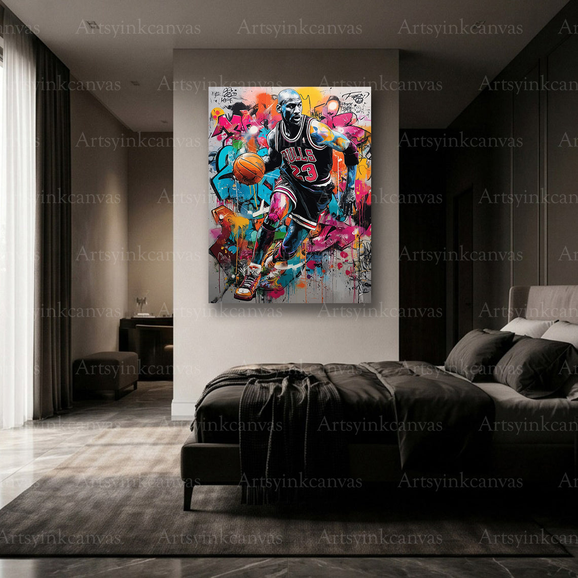 Premium Michael Jordan legend graffiti canvas Made in USA