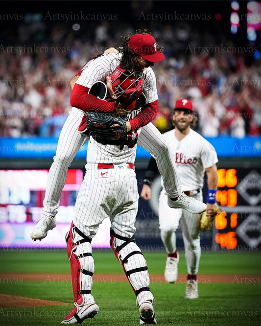 Michael Lorenzen no-hitter team celebration canvas wall art