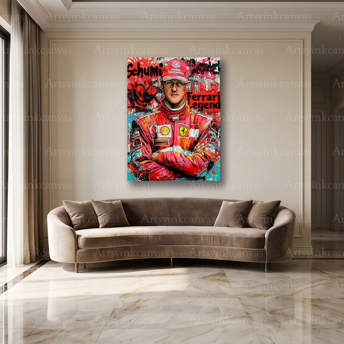 Schumacher F1 racing street art wall decor