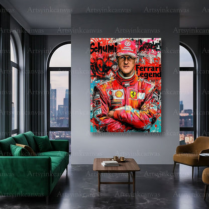 Schumacher Ferrari racing legend canvas art
