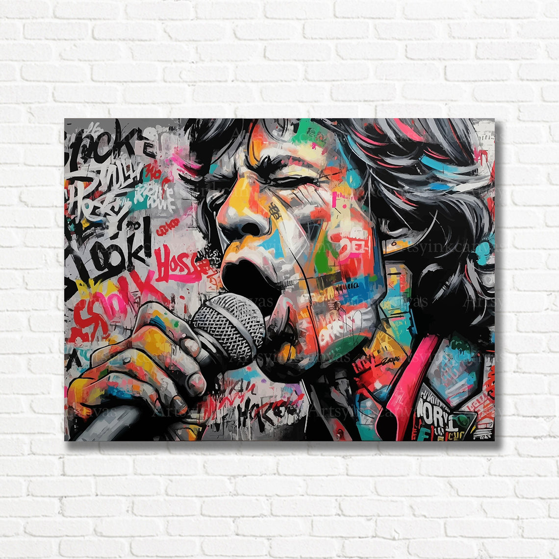 Mick Jagger Rolling Stones graffiti canvas print