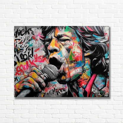 Mick Jagger Rolling Stones graffiti canvas print