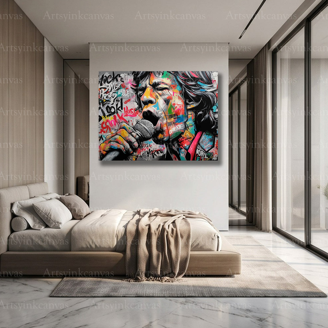 Premium Mick Jagger graffiti rock wall art