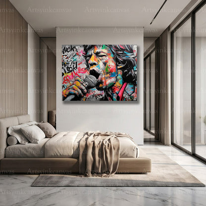 Premium Mick Jagger graffiti rock wall art