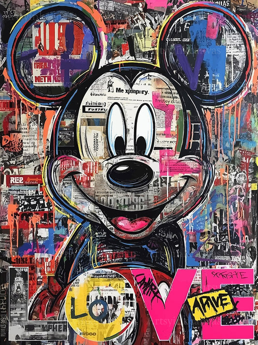 Mickey El Mensaje del Amor graffiti art canvas wall art