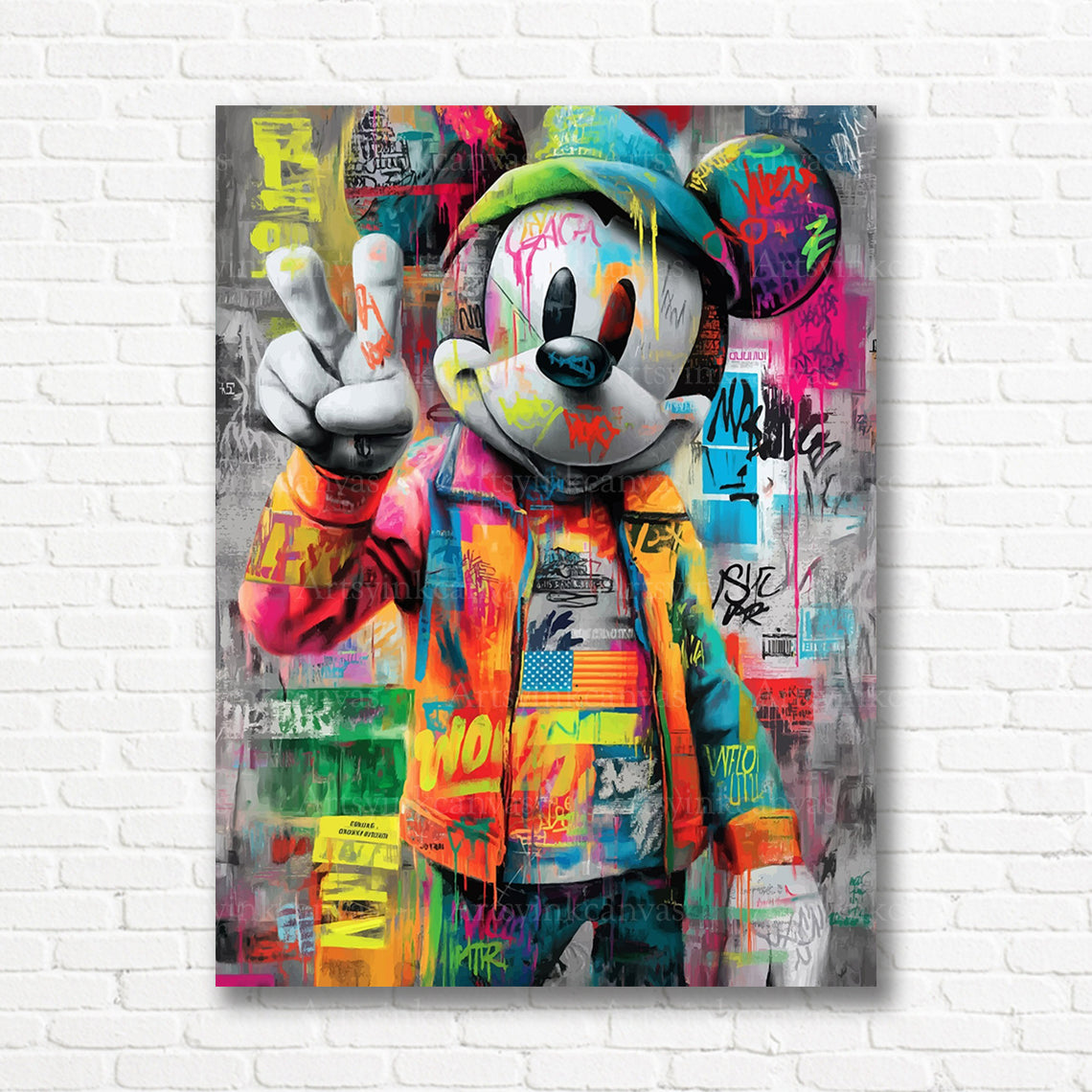Mickey Mouse colorful graffiti artwork for contemporary USA interiors