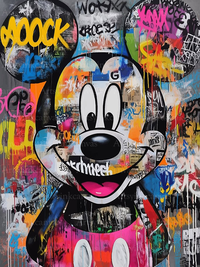Mickey Mouse Sonrisa Street Art canvas wall art
