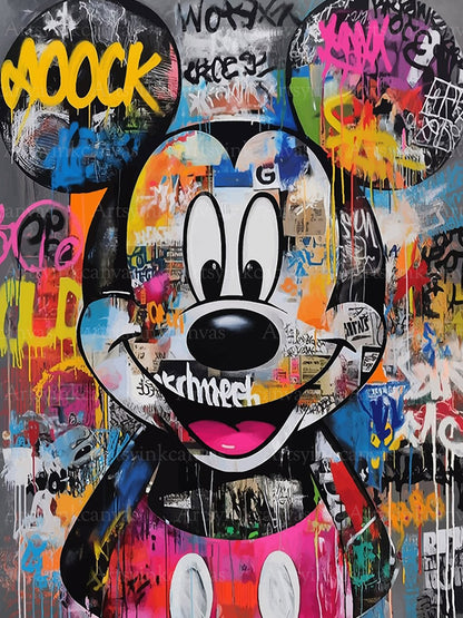Mickey Mouse Sonrisa Street Art canvas wall art