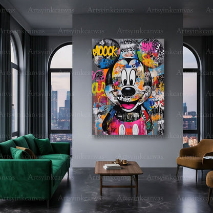 Mickey Mouse smile street art canvas
