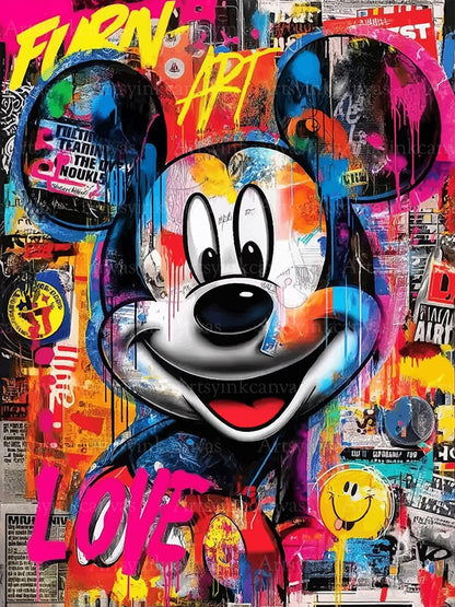Mickey Mouse graffiti canvas wall art